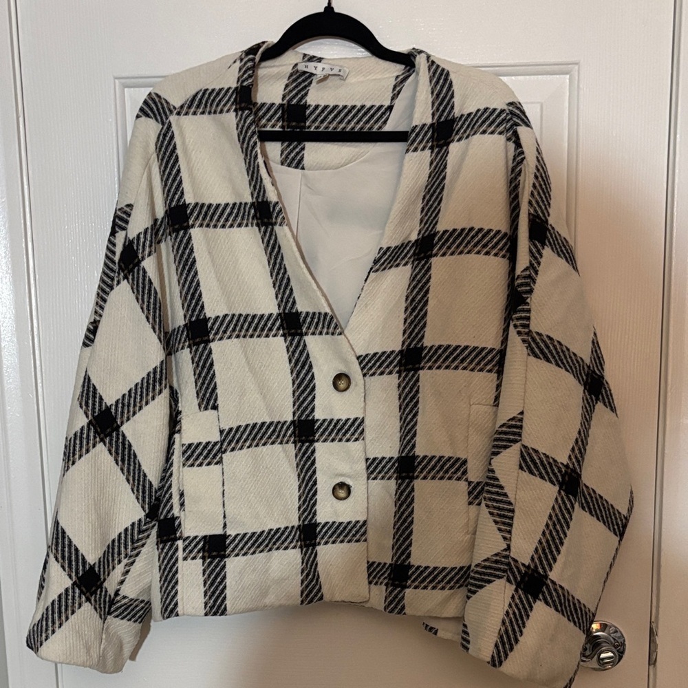 HYFVE Black & Cream Plaid Button-Front Jacket